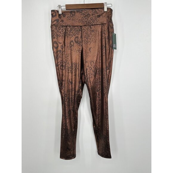 Wild Fable Leggings Women Large Gold Metallic Leopard Print Pull On Stretch - Picture 1 of 9
